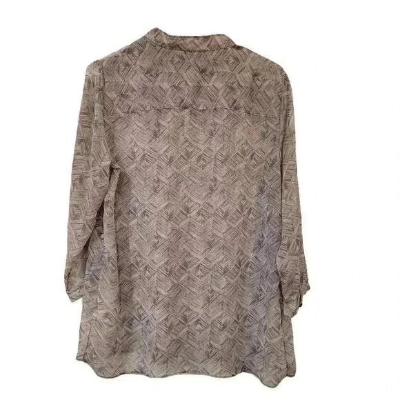 Banana Republic Women's Tan & White Poly Chiffon Sheer Blouse - Picture 4 of 8